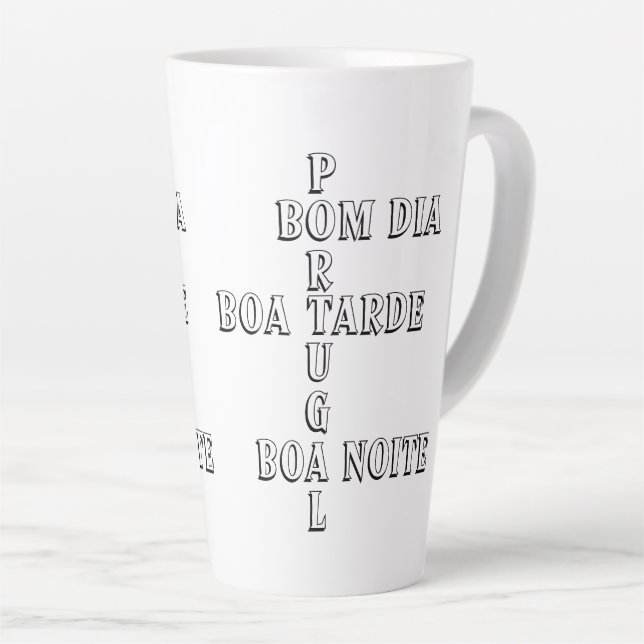 Portugal Bom Dia Boa Tarde Boa Noite White Coffee Latte Mug (Right Angle)