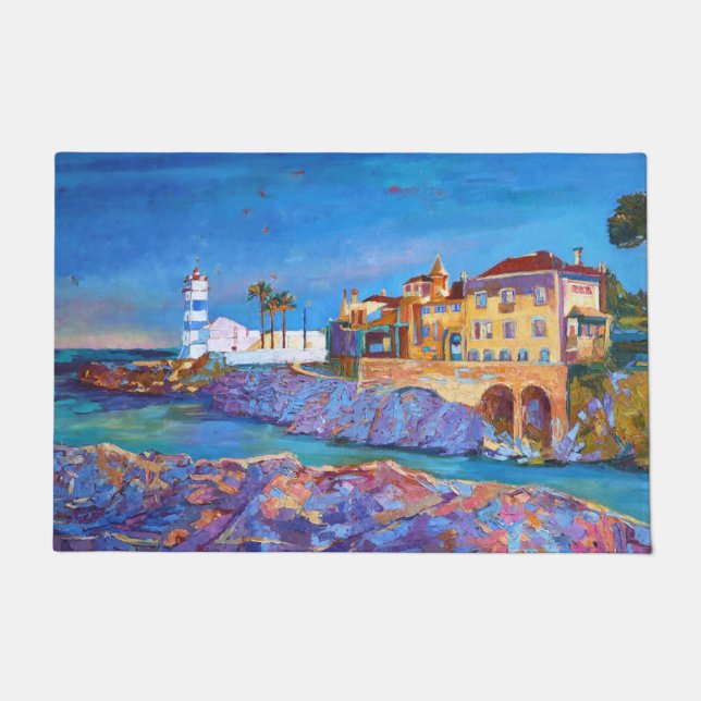 Portugal Cascais Lighthouse Landscape Doormat (Front)