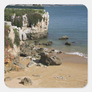 Portugal, Cascais. Praia da Rainha, a beach in Square Sticker