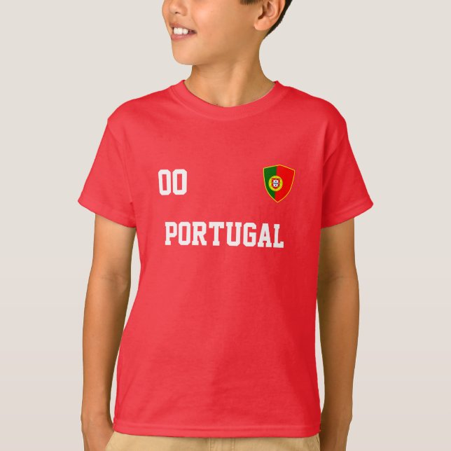 Portugal Custom Name And Number Football Jersey T-Shirt (Front)