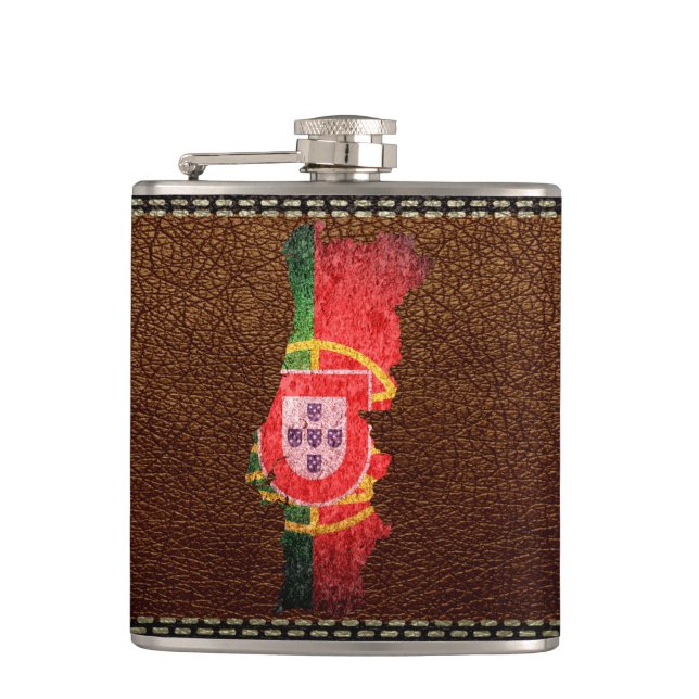 Portugal Flag and Map Hip Flask (Front)