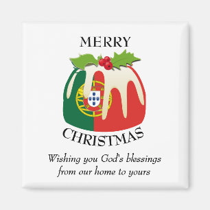 PORTUGAL FLAG Christmas Pudding Magnet