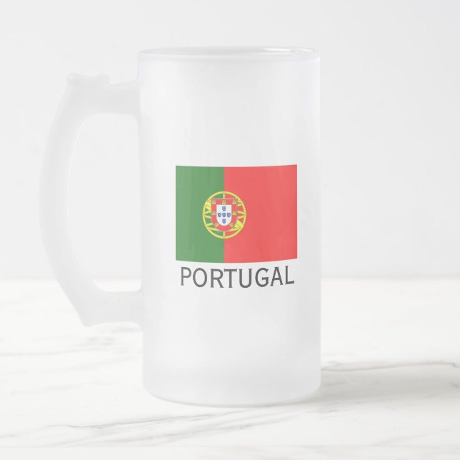Portugal flag custom glass beer stein mug (Left)