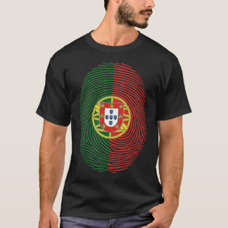 Portugal Flag Fingerprint with Coat of Arms T-Shir T-Shirt