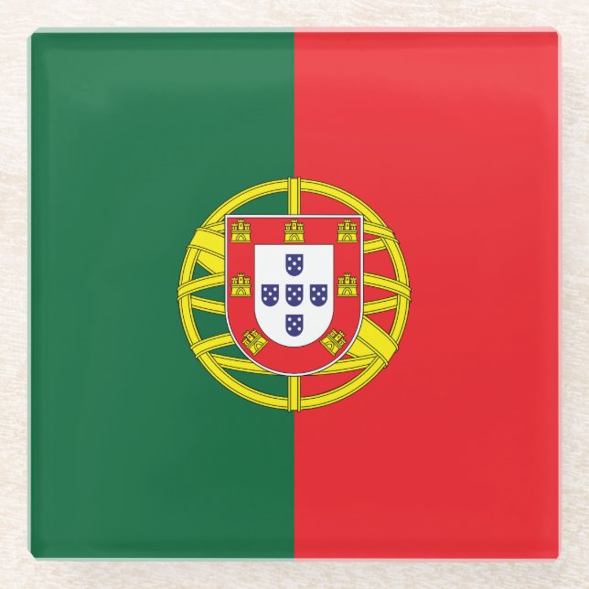 Portugal Flag Glass Coaster (Front)