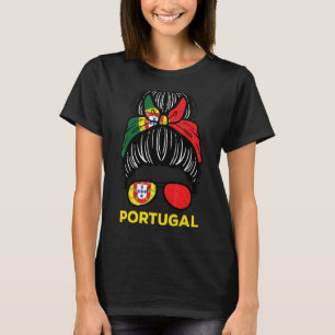 Portugal Flag Hairbun Football Soccer Fan Women Gi T-Shirt