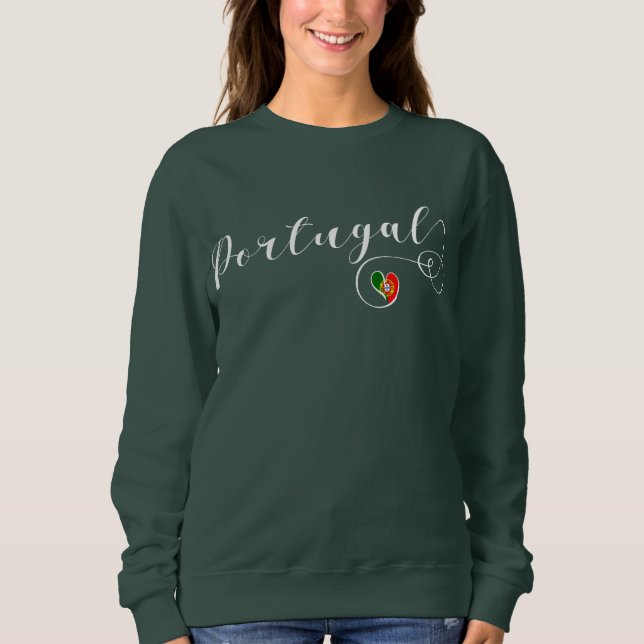 Portugal Flag Heart, Portuguese Sweatshirt (Front)