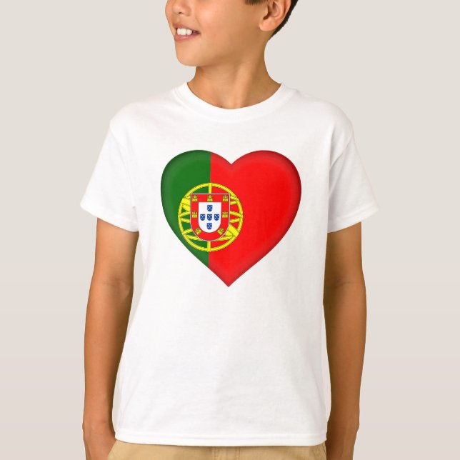 Portugal Flag Heart Shape Kids Shirt (Front)