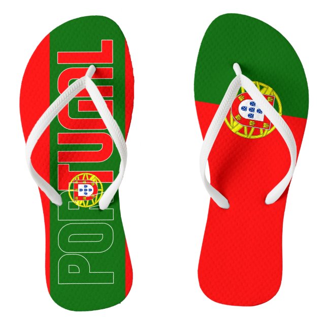 Portugal Flag Inscription Red Green Two Colour Jandals (Footbed)