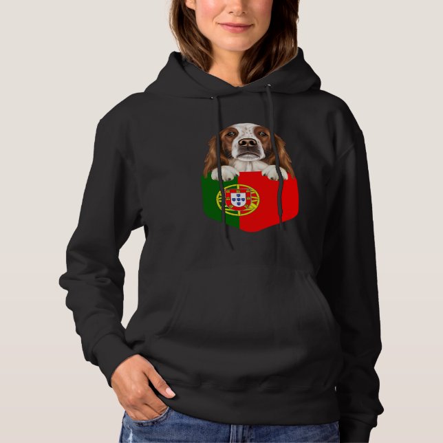 Portugal Flag Irish Red and White Setter Dog In Po Hoodie (Front)