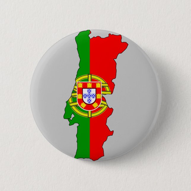 Portugal flag map 6 cm round badge (Front)