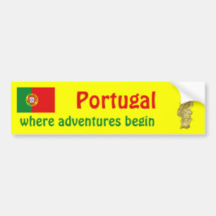 Portugal Flag + Map Bumper Sticker