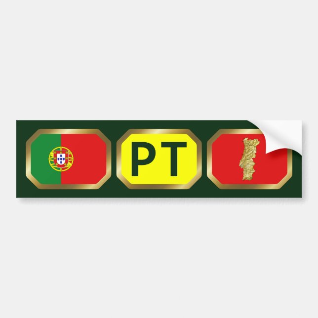 Portugal Flag Map Code Bumper Sticker (Front)