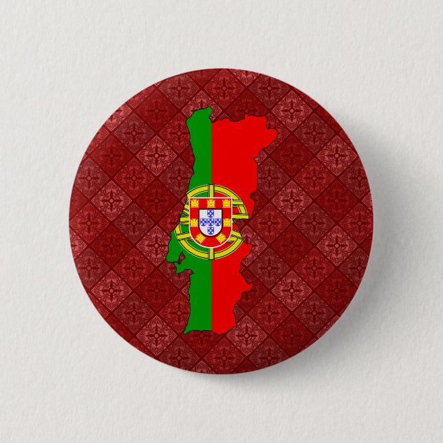 Portugal Flag Map full size 6 Cm Round Badge (Front)