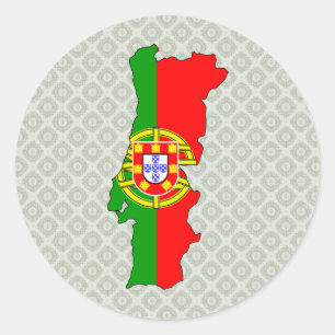 Portugal Flag Map full size Classic Round Sticker