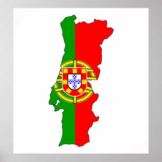 Portugal Flag Map full size Poster (Front)