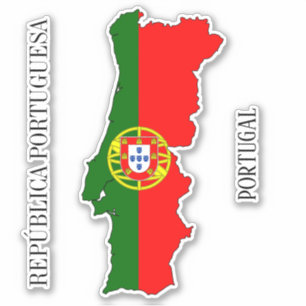 Portugal Flag Map Outline