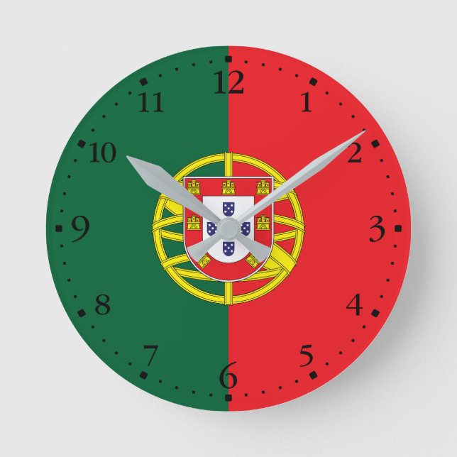 Portugal Flag Round Clock (Front)
