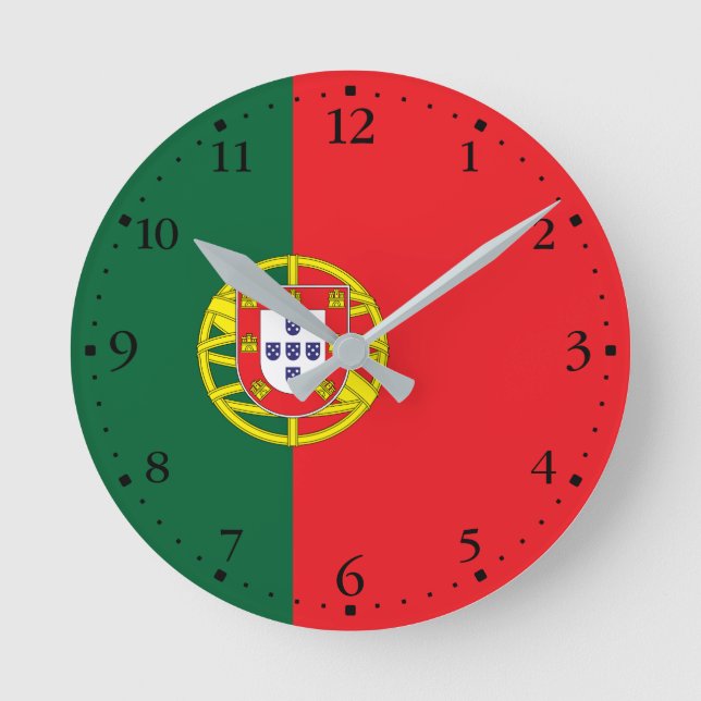 Portugal Flag Round Clock (Front)