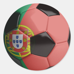 Portugal flag Soccer Ball Classic Round Sticker