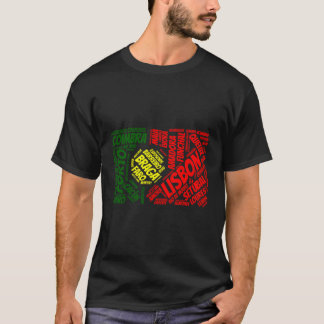 Portugal Flag With City Names Lisbon Braga Word T-Shirt