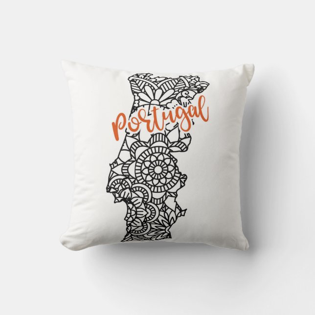 Portugal Floral Mandala Silhouette Cushion (Front)