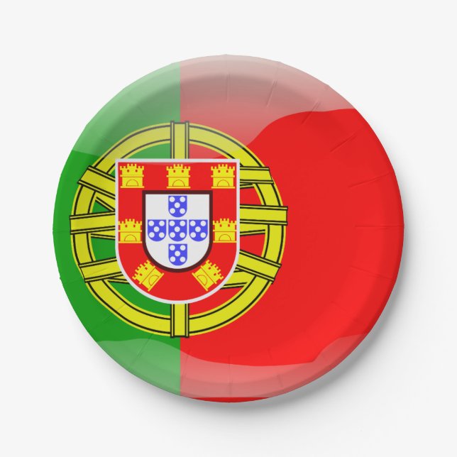 Portugal glossy flag paper plate (Front)