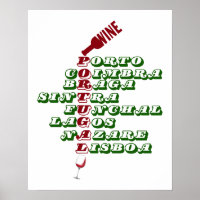 Portugal Green Red Wine Art Poster
