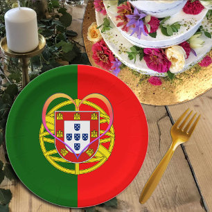 Portugal Heart plates, Portuguese flag / party Paper Plate