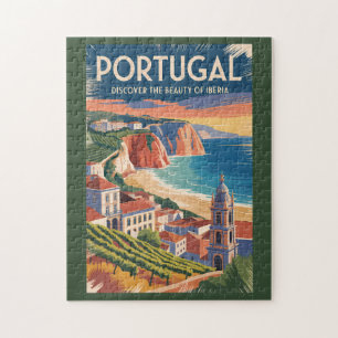 Portugal Iberia Skyline Illustration Travel Art Jigsaw Puzzle