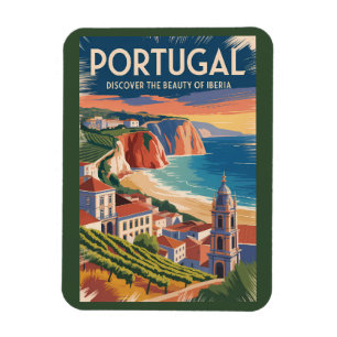 Portugal Iberia Skyline Illustration Travel Art Magnet