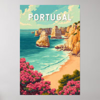 Portugal Illustration Travel Art Vintage