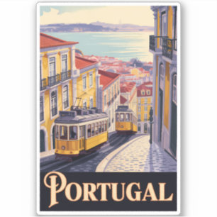 Portugal Lisbon Skyline Illustration Travel Art
