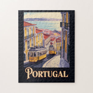 Portugal Lisbon Skyline Illustration Travel Art Jigsaw Puzzle