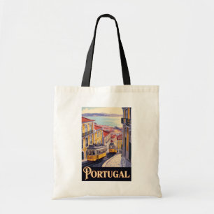 Portugal Lisbon Skyline Illustration Travel Art Tote Bag