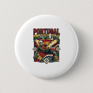 Portugal Match Day Skeleton Striker Nations Countr 6 Cm Round Badge
