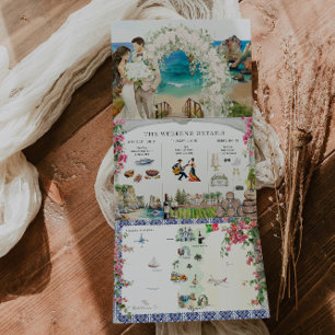 Portugal Mediterranean Itinerary Map Tri-Fold Invitation