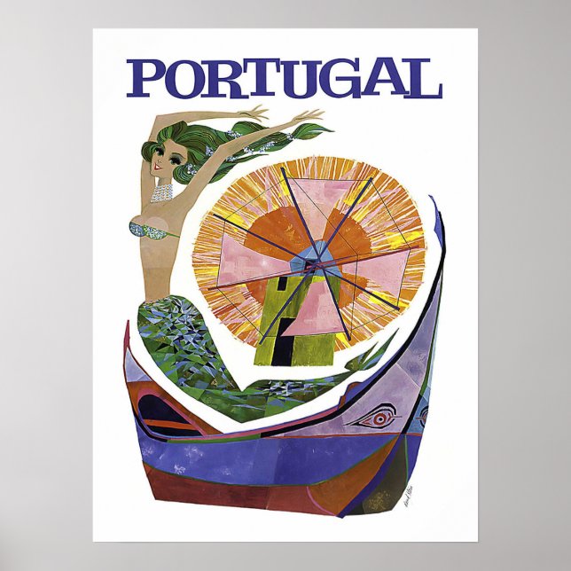 Portugal, mix of tourist attractions, vintage poster (Front)