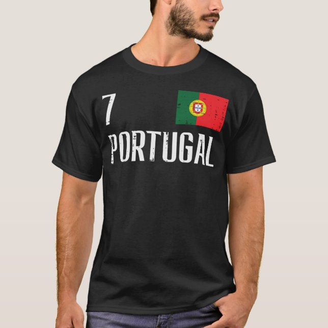 Portugal Number 7 Portuguese Soccer Men Women Boys T-Shirt (Front)