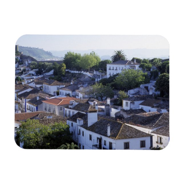 Portugal, Obidos. Elevated view of whitewashed Magnet (Horizontal)