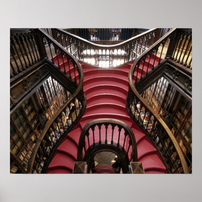 Portugal, Oporto (Porto). Stairs in historic Poster (Front)