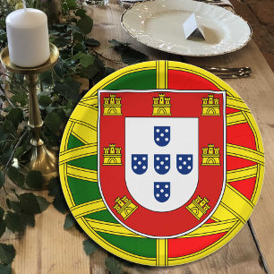 Portugal plate, Emblem, oversized, Portuguese flag Paper Plate