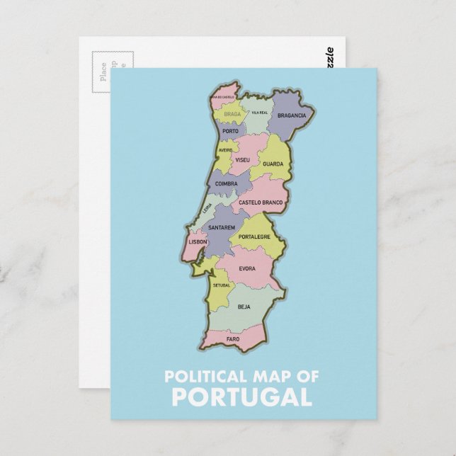 Portugal political map  postcard (Front/Back)