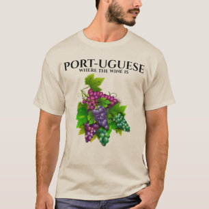 Portugal port wine cellar grape illustration funny T-Shirt