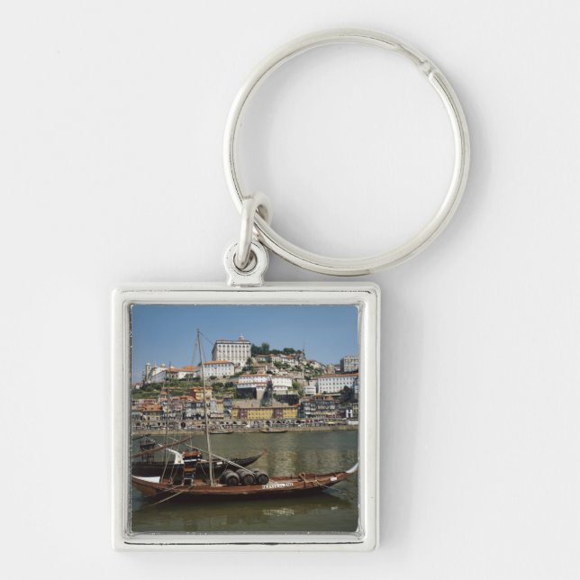 Portugal, Porto, Boat With Wine Barrels Key Ring (Front)