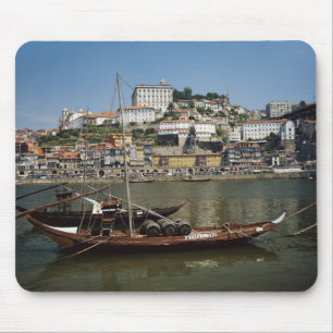 Portugal, Porto, Boat With Wine Barrels Mouse Pad