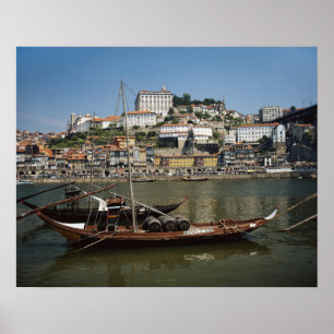 Portugal, Porto, Boat With Wine Barrels Poster