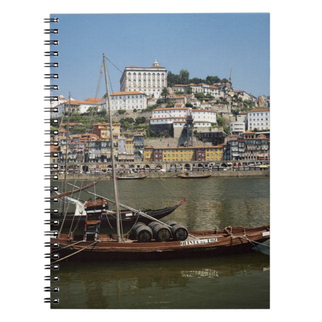 Portugal, Porto, Boat With Wine Barrels Spiral Notebook (Front)