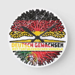 Portugal Portugiesisch Deutsch Deutschland Baum Round Clock