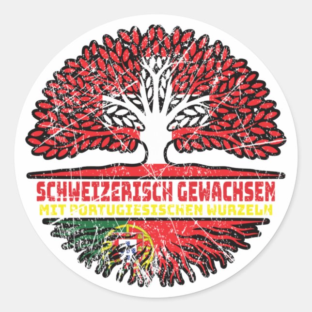 Portugal Portugiesisch Schweizer Schweiz Baum Classic Round Sticker (Front)